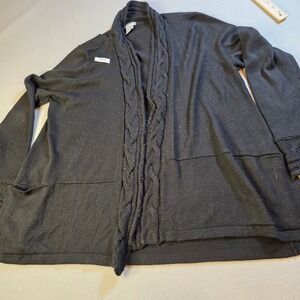 New Directions Weekend Black Cable Knit Open Front Cardigan XL RN 31104